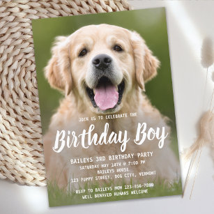 Puppy Hond Verjaardagsfeestje Pet Foto uitnodiging