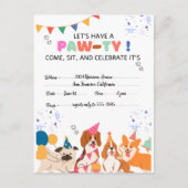 Puppy Hond Verjaardagsfeestje Puppy Paw-ty Uitnodi Aankondigingskaart (Voorkant)