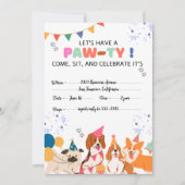 Puppy Hond Verjaardagsfeestje Puppy Paw-ty Uitnodi Kaart (Voorkant)