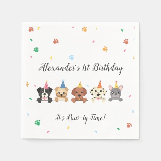 Puppy hond verjaardagsfeestje servet (Voorkant)