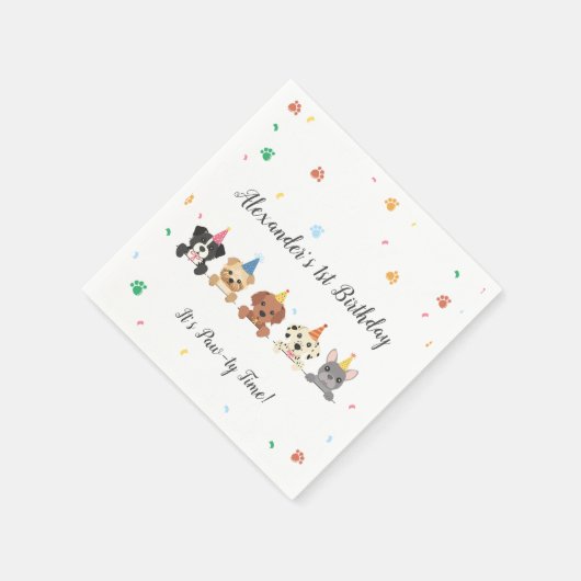 Puppy hond verjaardagsfeestje servet (Hoek)