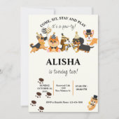 Puppy hond verjaardagsfeestje verjaardagsuitnodigi kaart (Voorkant)