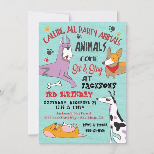 Puppy Hond Verjaardagsfeestuitnodiging Kaart (Voorkant)