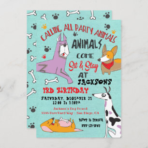 Puppy Hond Verjaardagsfeestuitnodiging Kaart