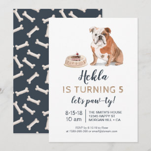 Puppy hond verjaardagsuitnodiging, laten we paw-ty kaart