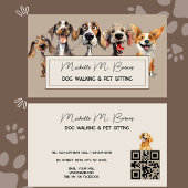 Puppy Hond Walker Sitter QR Code Modern Visitekaartje