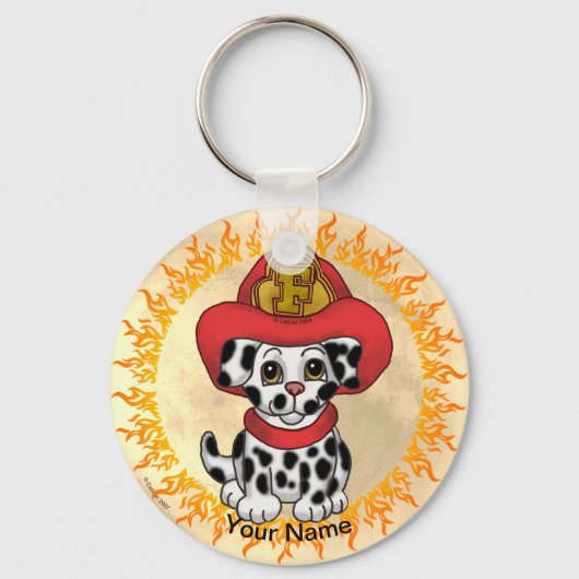 Puppy Honden Brandweerman  Sleutelhanger (Voorkant)