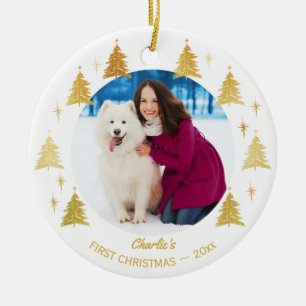 Puppy Honden Eerste Kerstmis - Aangepaste Foto van Keramisch Ornament