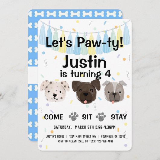 Puppy Honden Geslacht Neutraal of Jongens Verjaard Kaart (Voorkant / Achterkant)