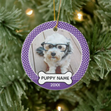 Puppy Honden Kerst Foto Stip Paars