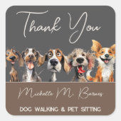 Puppy Honden Walker Moderne Pet Care Dank u Vierkante Sticker (Voorkant)
