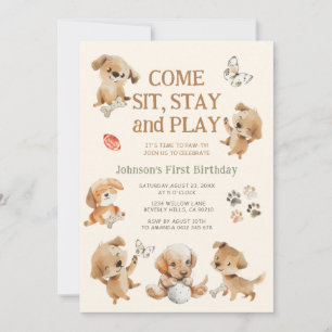 Puppy Hondenfeest Verjaardagsuitnodiging Kaart