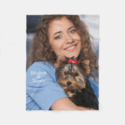 Puppy Hondenliefhebber Pet Foto Schattige Personal Fleece Deken (Voorkant)