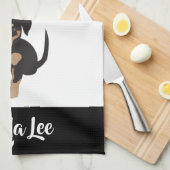 Puppy  hondennaam zwart wit bruin theedoek (Quarter Fold)