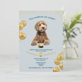 Puppy houdt van cake verjaardagsfeestje uitnodigin kaart (Staand voorkant)