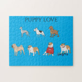 Puppy houdt van kinder puzzel. legpuzzel (Horizontaal)