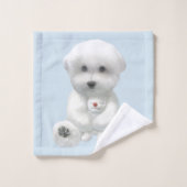 Puppy Hugging Zijn Speelgoed Bad Handdoek (Wasdoekje)