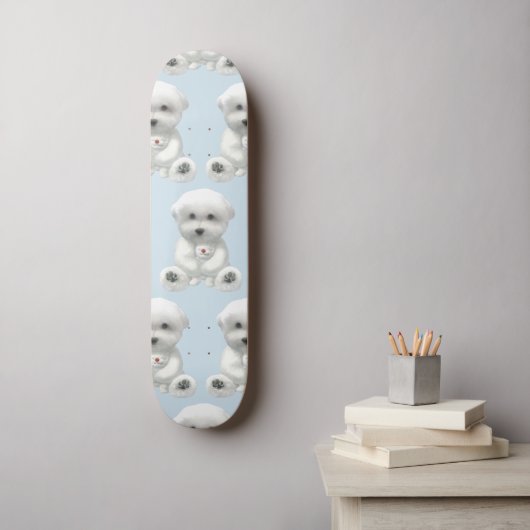 Puppy Hugging Zijn Speelgoed Persoonlijk Skateboard (Muurkunst)