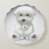 Puppy Hugging Zijn Speelgoed Rond Kussen (Achterkant)