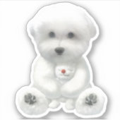 Puppy Hugging Zijn Speelgoed Sticker (Voorkant)