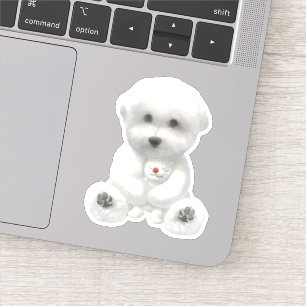 Puppy Hugging Zijn Speelgoed Sticker