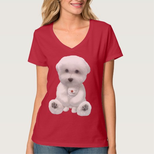 Puppy Hugging Zijn Speelgoed T-shirt (Voorkant)
