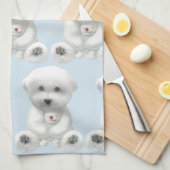 Puppy Hugging Zijn Speelgoed Theedoek (Quarter Fold)