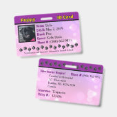 Puppy ID-kaart Badge - paarse (Voor- en achterkant)