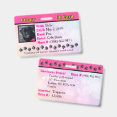 Puppy ID kaart Badge - Roze (Voor- en achterkant)