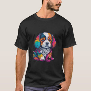 Puppy illustratie met levendige kleur t-shirt