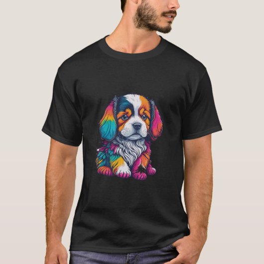 Puppy illustratie met levendige kleur t-shirt (Voorkant)