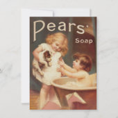 Puppy in bad vintage antiek notitiekaartje (Voorkant)