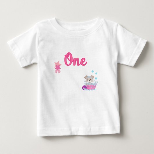 Puppy in Bath One Year Old Girl Birthday (Voorkant)