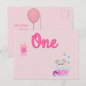Puppy in Bath One Year Old Girl Birthday Briefkaart (Voorkant / Achterkant)