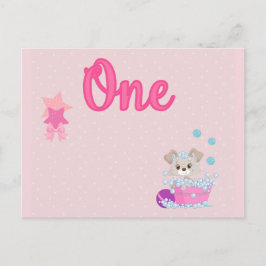 Puppy in Bath One Year Old Girl Birthday Briefkaart