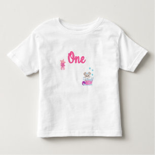 Puppy in Bath One Year Old Girl Birthday Custom Kinder Shirts