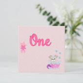 Puppy in Bath One Year Old Girl Birthday Kaart (Staand voorkant)