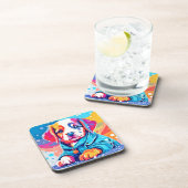 Puppy in blauwe jas ontwerp bier onderzetter (Rechterzijde)