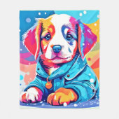 Puppy in blauwe jas ontwerp fleece deken (Voorkant)
