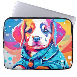 Puppy in blauwe jas ontwerp laptop sleeve