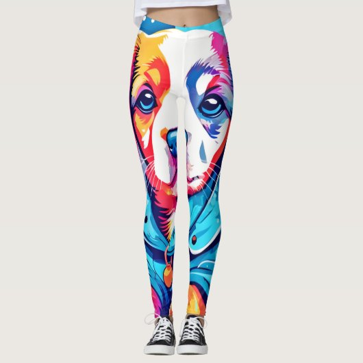 Puppy in blauwe jas ontwerp leggings (Voorkant)