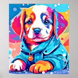 Puppy in blauwe jas ontwerp poster
