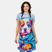 Puppy in blauwe jas ontwerp schort (Gedragen)