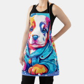 Puppy in blauwe jas ontwerp schort (Insitu)