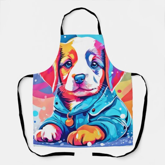 Puppy in blauwe jas ontwerp schort (Voorkant)