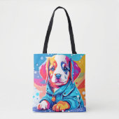 Puppy in blauwe jas ontwerp tote bag (Voorkant)