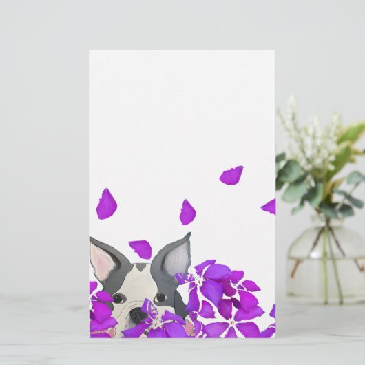 Puppy in bloesems briefpapier (Staand voorkant)