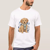 Puppy in Cozy Blue Scarf T-shirt (Voorkant)