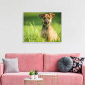 Puppy in de gras canvas afdruk (Insitu (Woonkamer))