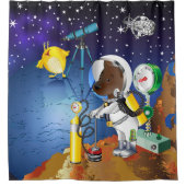 Puppy in de ruimte een buitenaardse met een telesc douchegordijn (Voorkant)